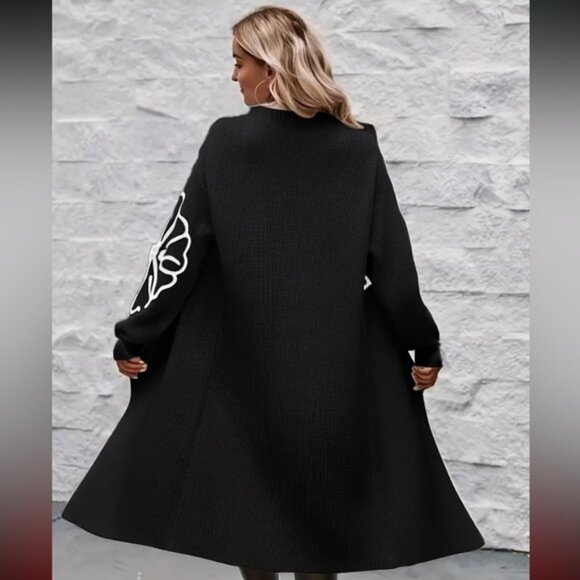 Black Floral Embroidered Womens Sweater 2XL - Picture 2 of 10